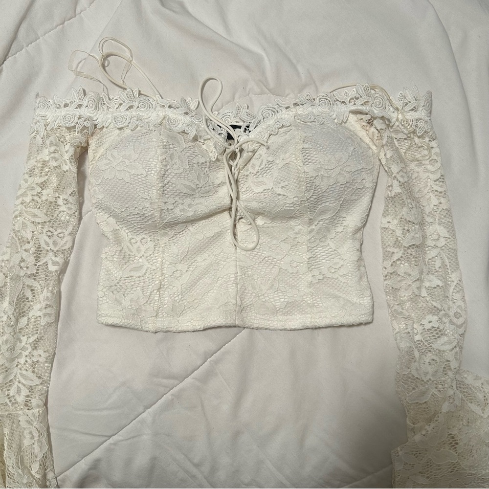 White Lace Crop Top